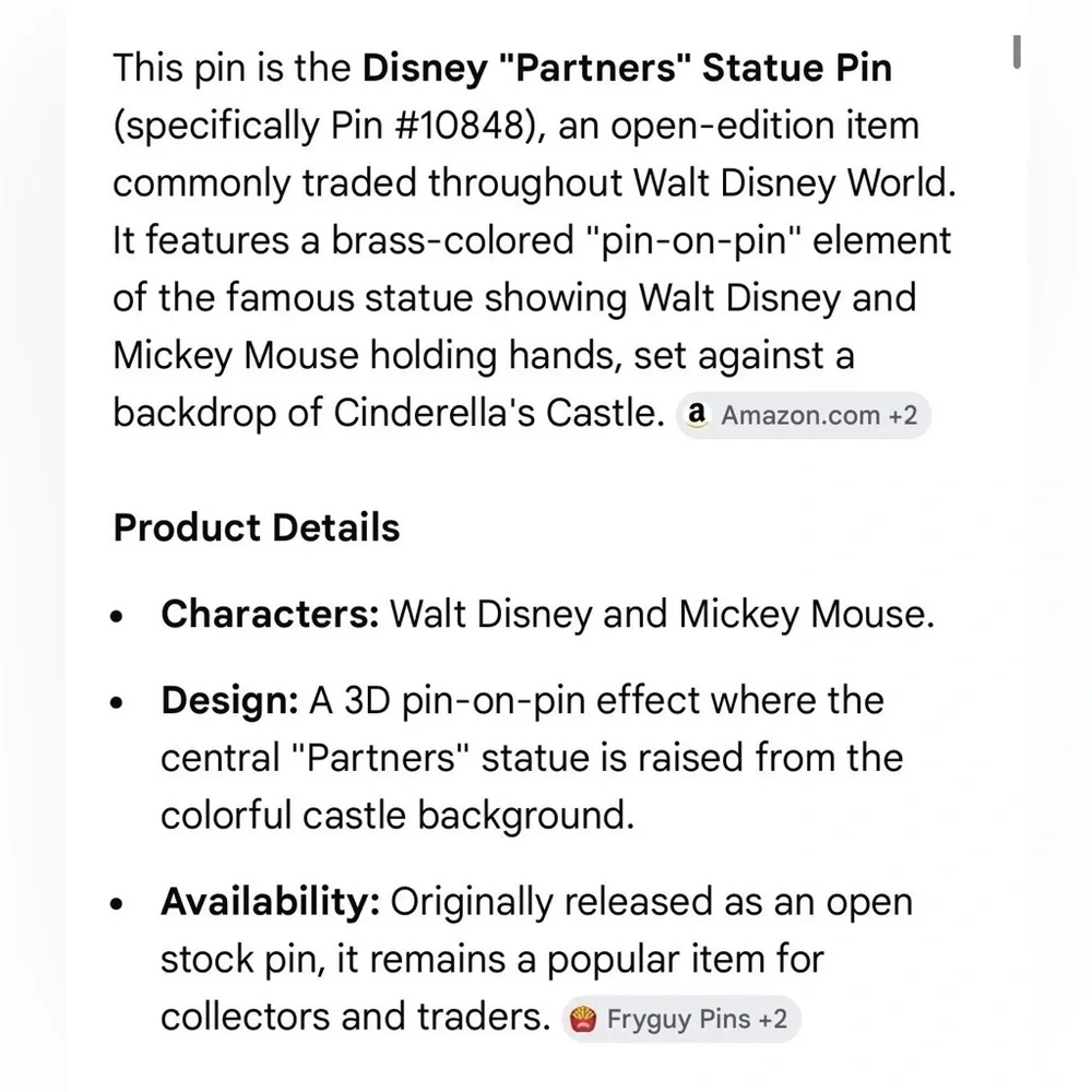2004 Walt Disney World Partners w/ Walt and Mickey Mouse Pin 3D - Picture 4 of 4